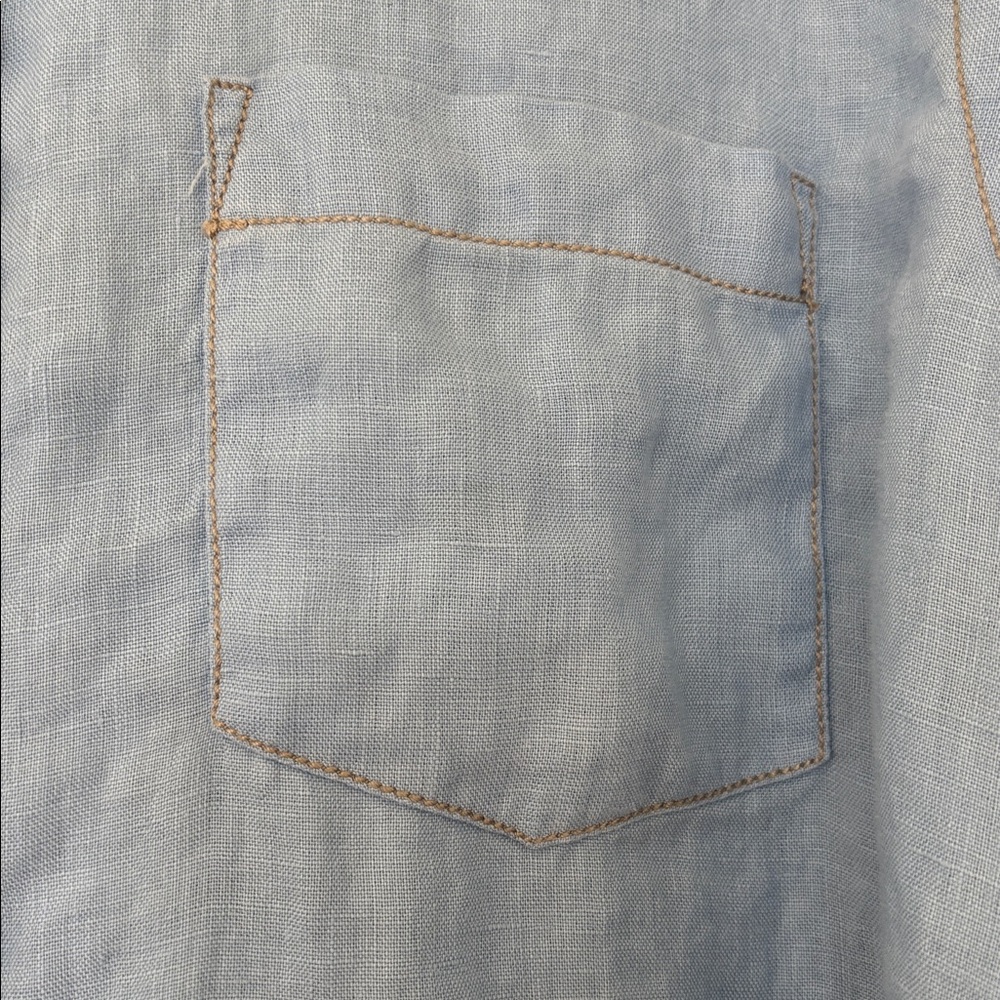 Men's GAP Light Blue Denim/Linen Casual Shirt - Picture 4 of 6